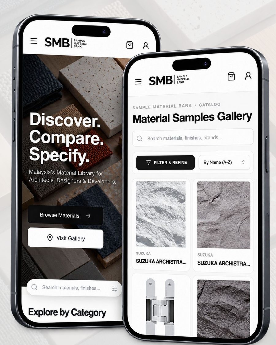 SampleMaterialBank material library on two phones