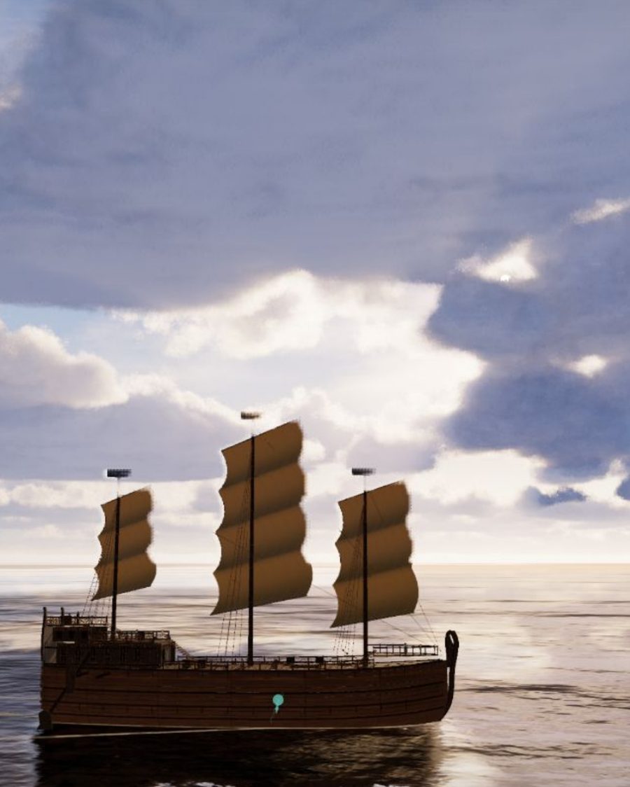 Samudera: a sailing ship under volumetric clouds, rendered in the browser